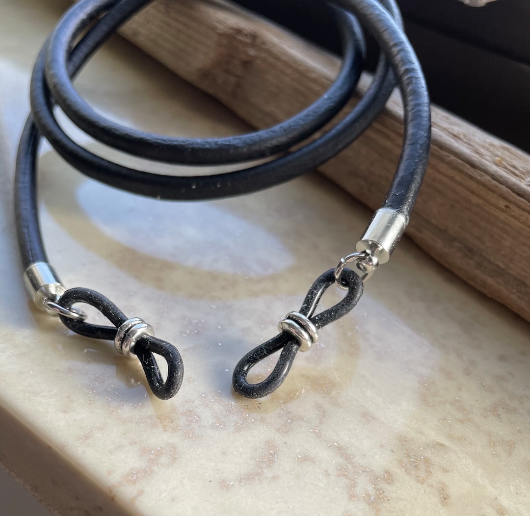 Black Leather Glasses Leash, Sunglasses Leash, Mens Glasses Holder ...