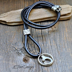 Leather ID Lanyard, Black ID Lanyard,Silver Lanyard, ID Badge Lanyard, id lanyard, id badge holder,lanyard,women&#39;s lanyard, men&#39;s lanyard