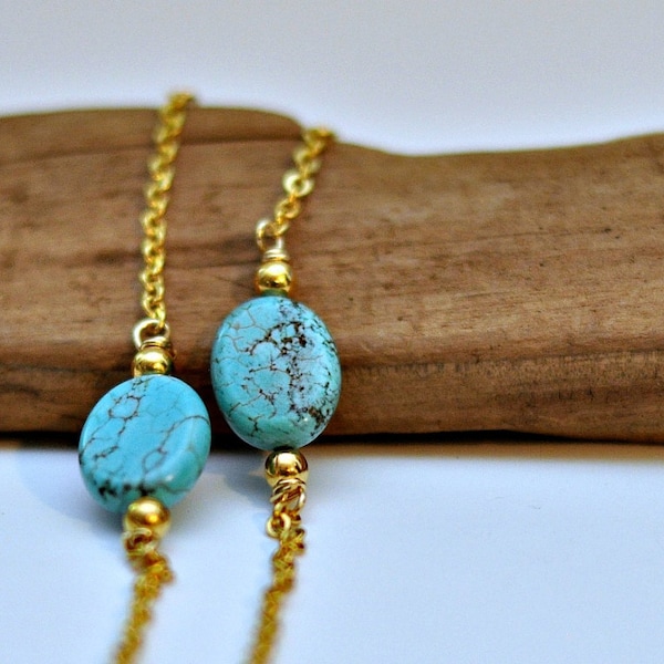 Turquoise and Gold Eyeglass chain, Sunglasses Chain, Women's Glasses Leash, Glasses Necklace, Turquoise, Gold Glasses Chain, Sunglasses Cord