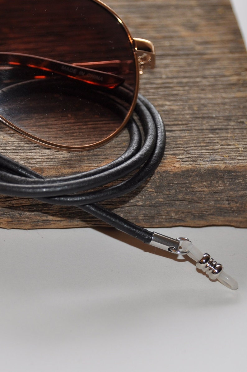 Black Leather Glasses Leash Sunglasses Leash Mens Glasses Etsy