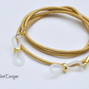 Womens leather eyeglass holder, LToroDesigns,Eyeglass Holder, Gold Leather Eyeglass Chain, Sunglasses Chain, Lanyard, Gold Leather Lanyard,