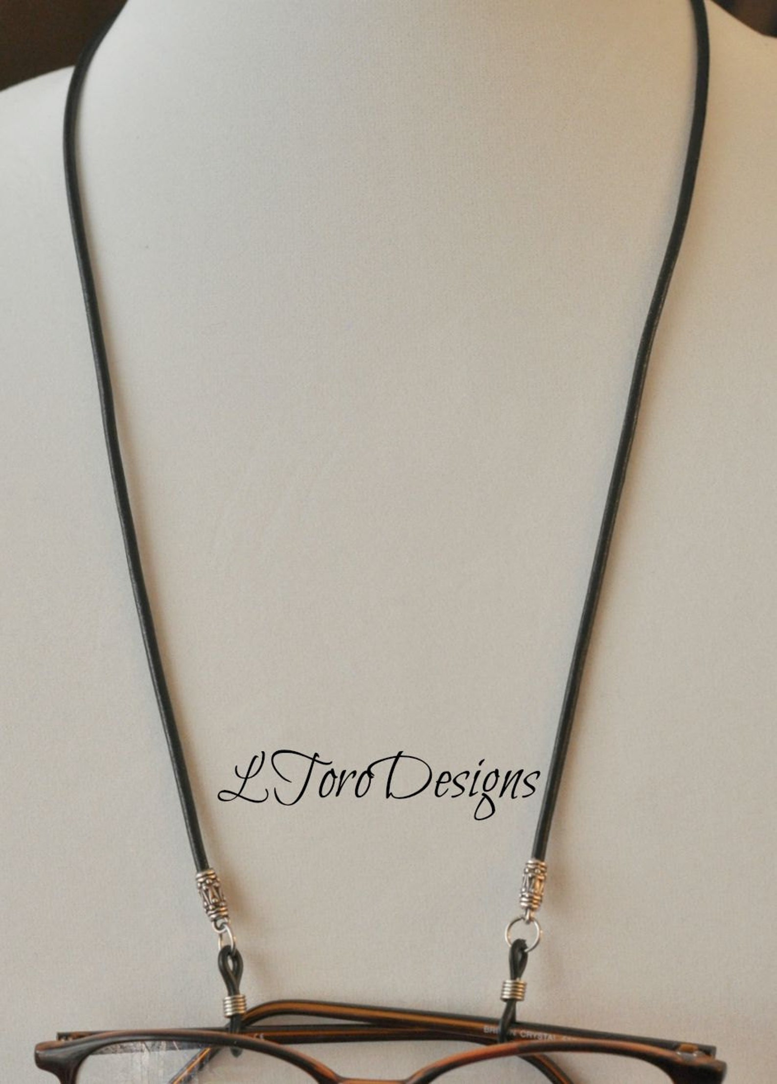 Glasses Cord Black Leather Glasses Cord Sunglasses Leash Etsy