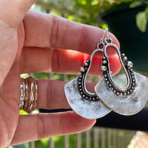 Boho Dangle Earrings: Antique Silver Charms