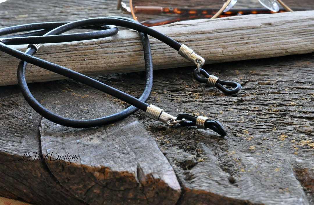 Mens Glasses Chainblack Leather Glasses Chainblack Etsy