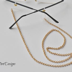 Matte Gold Rolo Eyeglass Chain: Minimalist Sunglasses Holder