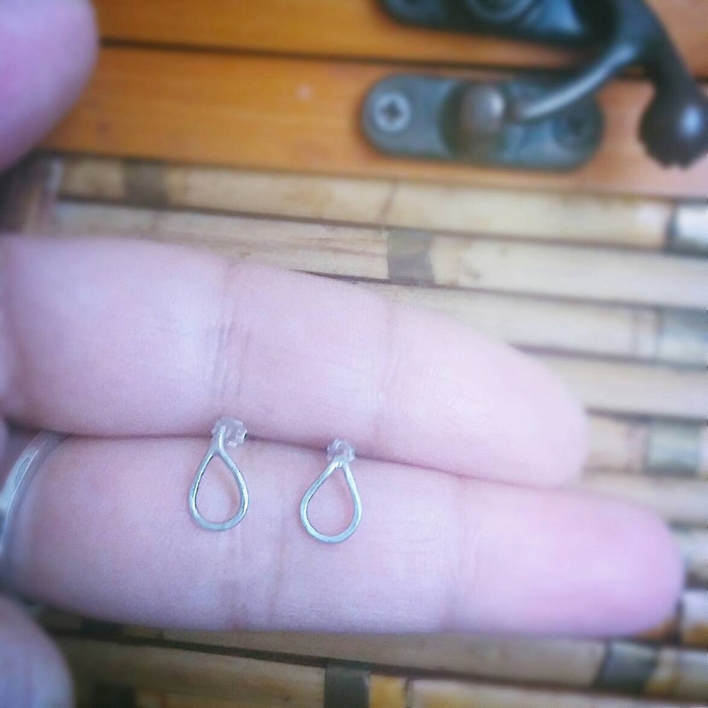 Rain Drop Sterling Silver Stud Earrings Hypo Allergenic Argentium