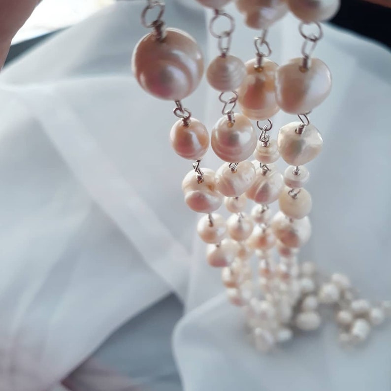 La Perla Necklace Natural Freshwater Pearls Cascading Sterling Silver