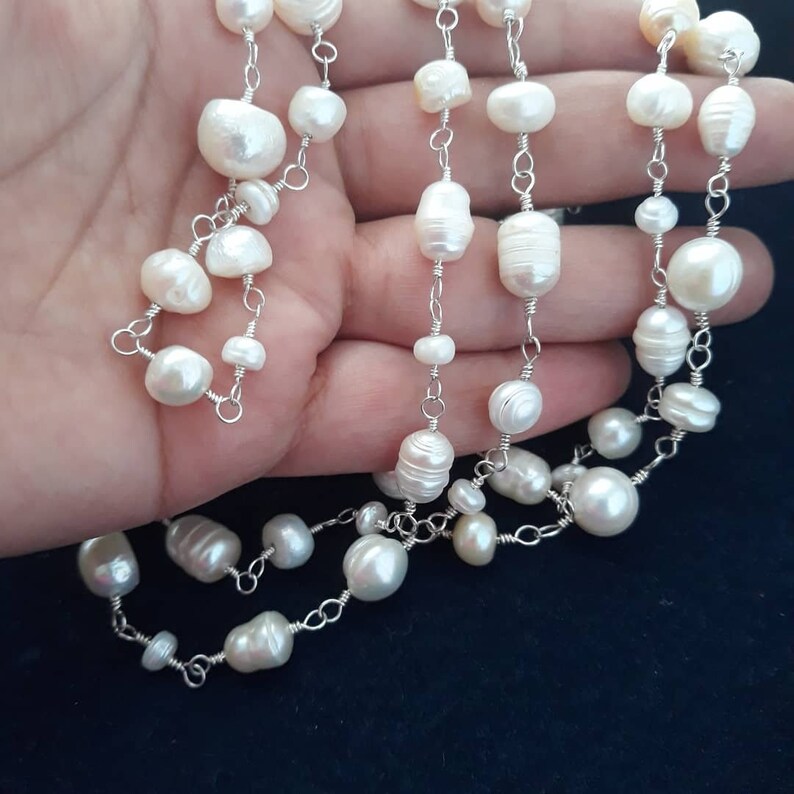 La Perla Necklace Natural Freshwater Pearls Cascading Sterling Silver