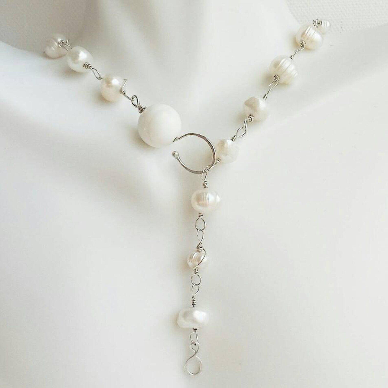 La Perla Necklace Natural Freshwater Pearls Cascading Sterling Silver