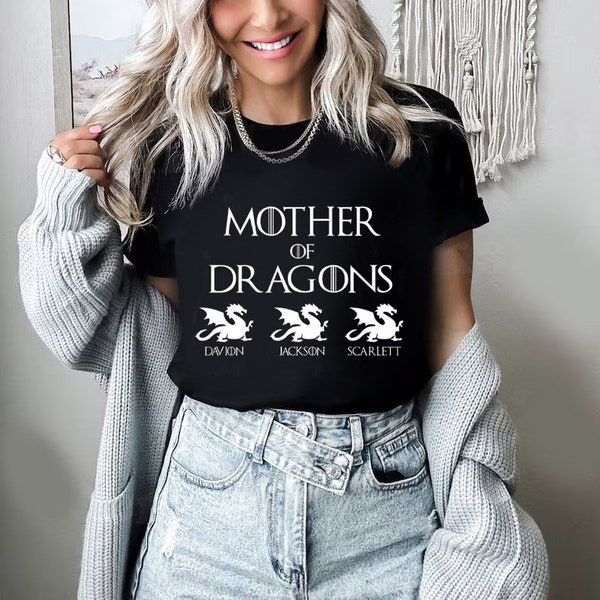 Personalized Mother of Dragon Shirt, Mom Est With Kid Names shirt, Mother's day Shirt, Mom Mimi Gigi Aunt Father shirt, Dragon Family shirts