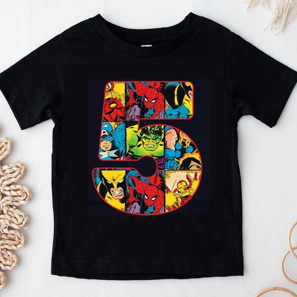 Avengers Birthday T-Shirt, Superhero Marvel Comics Custom Personalized Boy Girl Birthday Shirt, Kids Toddler Birthday Gift