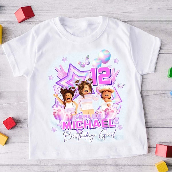 Personalized Birthday Blox Girl Shirt, Birthday Girl Outfit, Gamer Matching Family Shirts, Family Party Theme Tee, Gaming Characters Blox