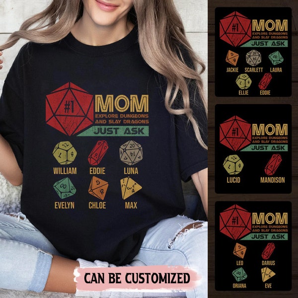 Personalized DnD Dungeons And Dragons T-shirt, Mom Character Sheet D&D Tshirt, DnD Mom Stat Block Shirt, Mother's Day Gift Shirt