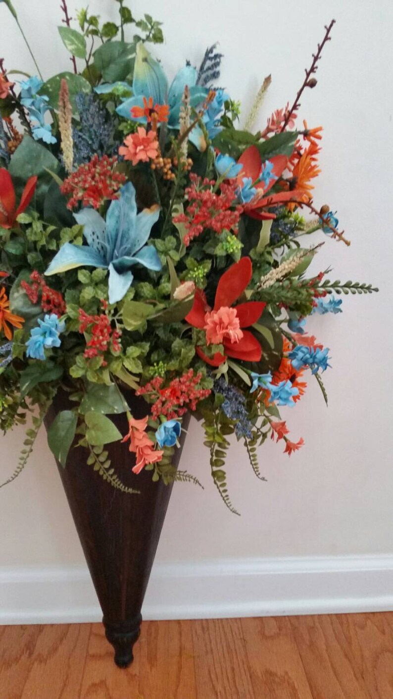 Wall Sconce Floral Arrangement Contemporary Transitional Decor Etsy