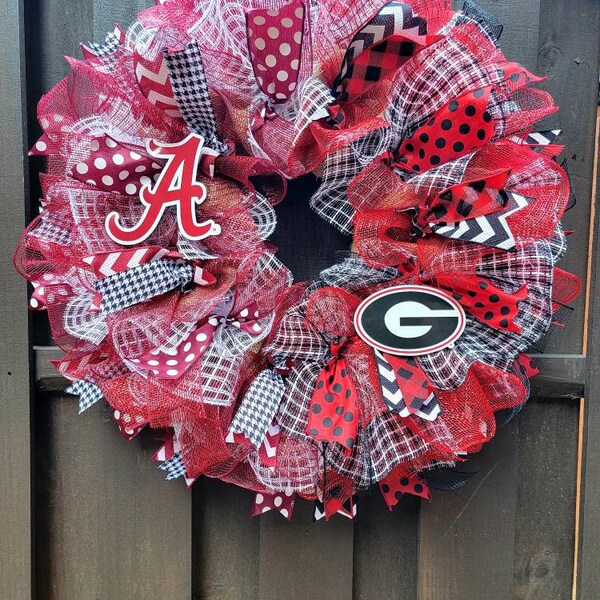 House Divided Wreath Burlap Wreath Alabama Crimson Tide Wreath Georgia Bulldogs Wreath College Wreath Football Wreath