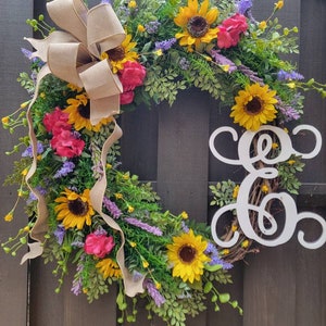 Extra Large Grapevine Wreath Oval Wreath Spring Summer Wreath Bright Colors Wreath Grapevine Initial Wreath Personalized Wreath