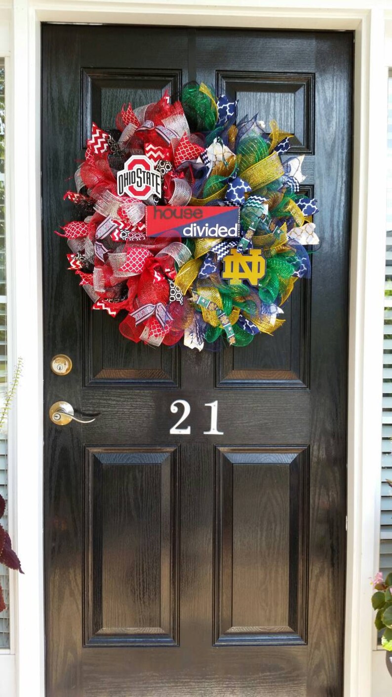 House Divided Sign Mesh Wreath Notre Dame Fighting Irish Ohio Etsy