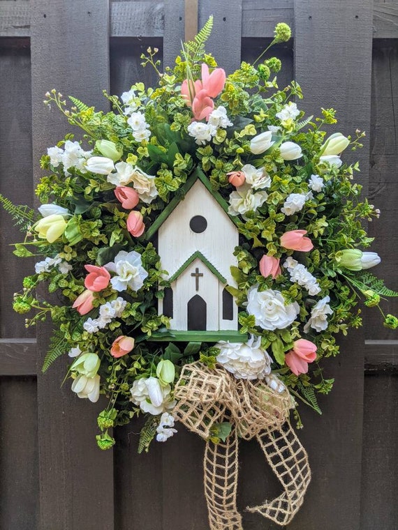 Summer Wreath Spring Wreath Everyday Spring Greens & Blossoms with