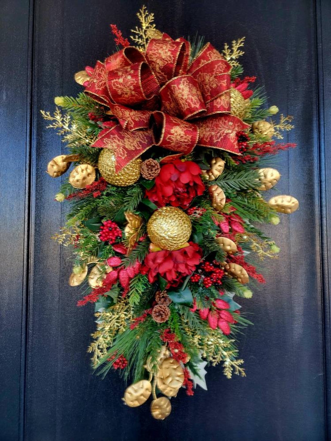 Large Christmas Swag Christmas Door Swag Christmas Floral Swag Etsy