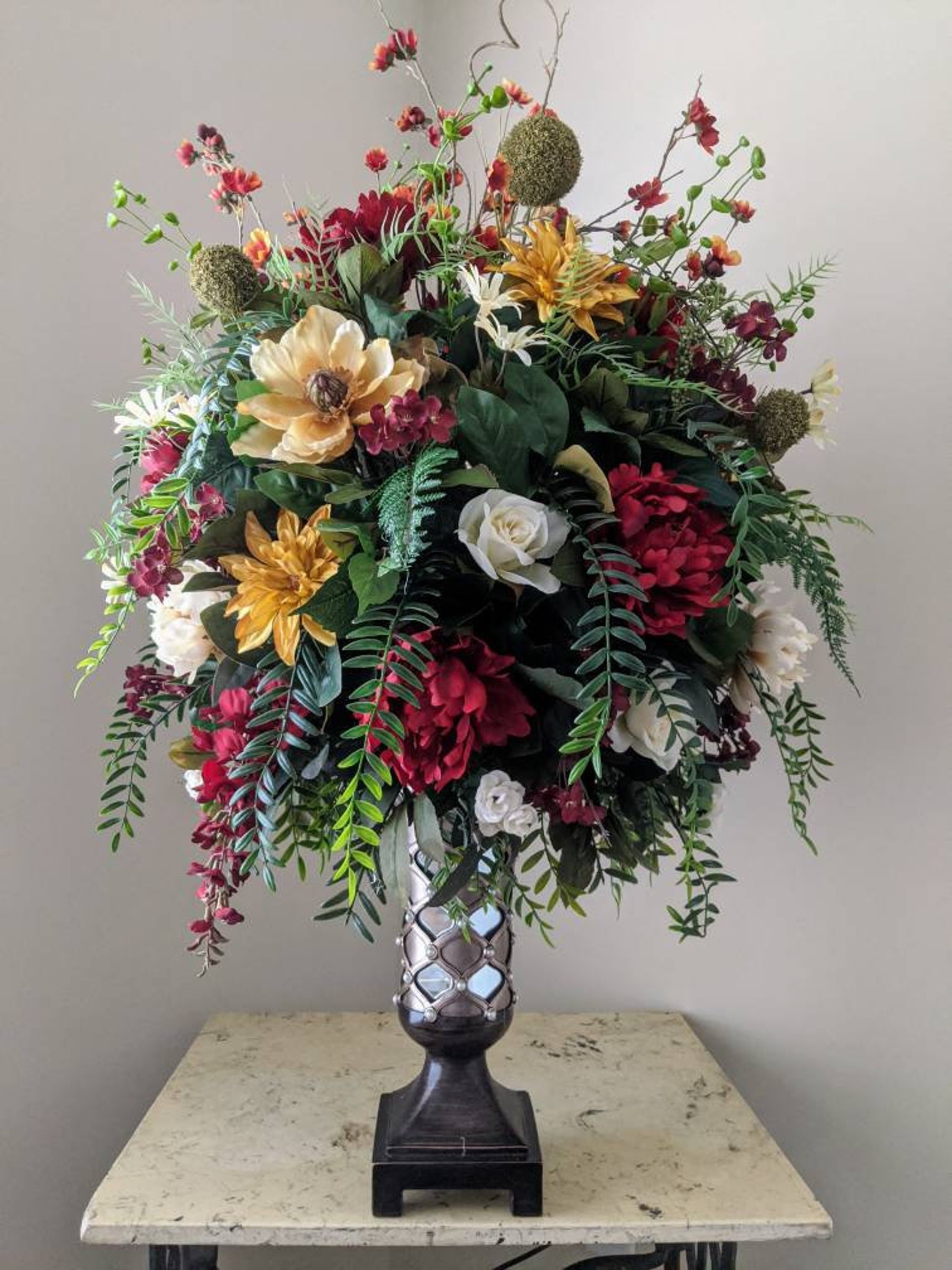 Large Floral Arrangement Dining Room Foyer Entry Table Etsy