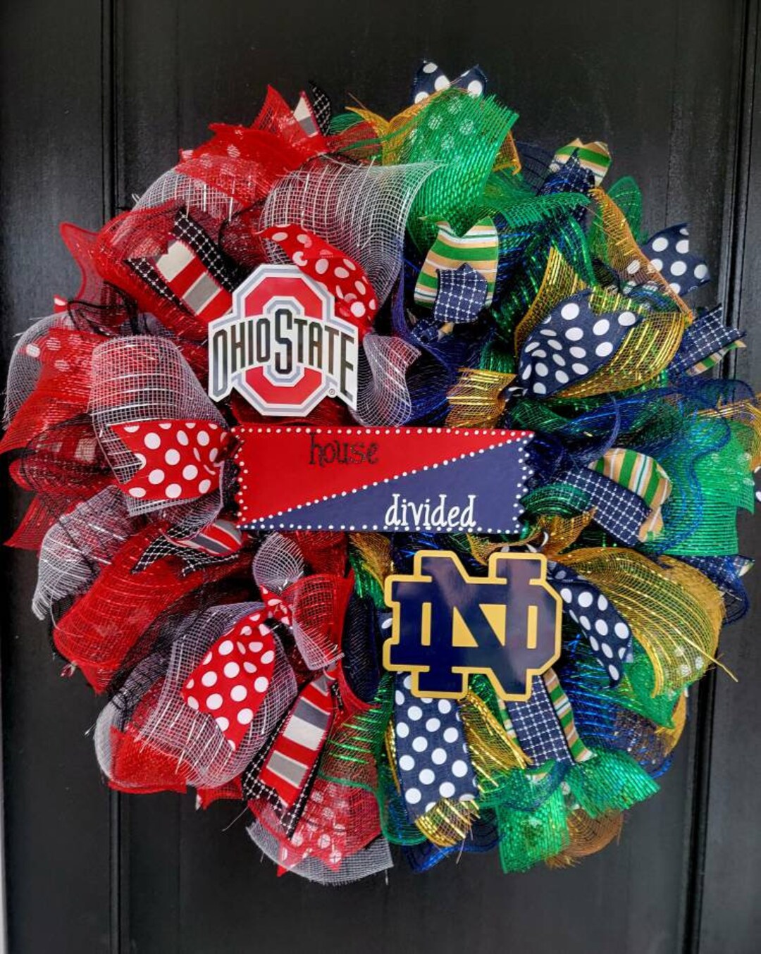 House Divided Wreath Divided Sign Wreath Notre Dame Fighting Etsy