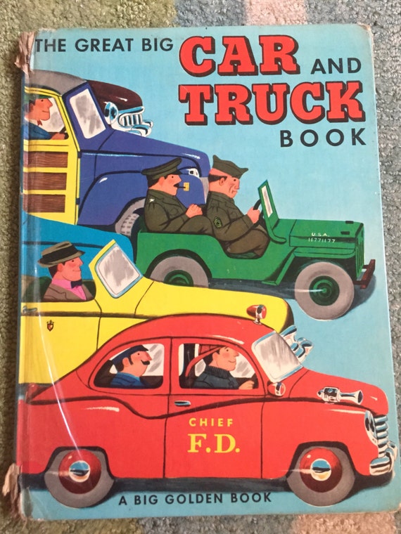 1951 The Great Big Car And Truck Book Vintage Childrens A Big Golden Book - 