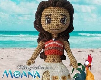9" Crochet Moana. Amigurumi Moana. Moana Doll. OOAK Moana. Princess Moana. HandMade Moana. Custom Moana. DisneyMoana. Disney Princess Doll.