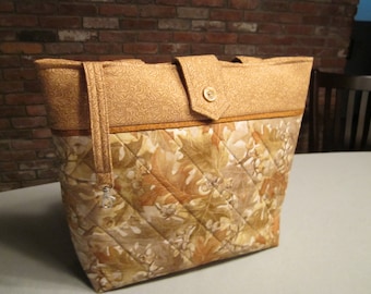Custom Autumn Leaves Quilted Tote Bag