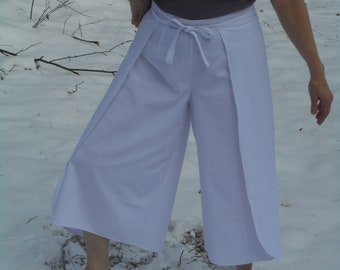 Capri White Wrap Pants - Linen blend