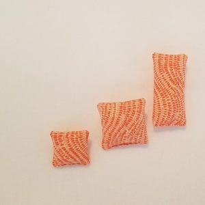 Assorted sized Mini Doll Pillow in Coral Pebble Design for Doll House, Fairy Gardens or Diorama