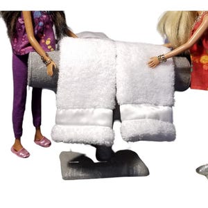 Dollhouse Towel with Satin Trim: Miniature Bath Accessory