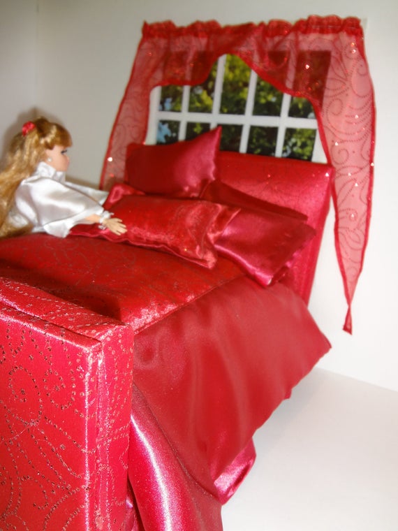 Red Satin Barbie Quilt Barbie Bed Comforter Barbie Etsy