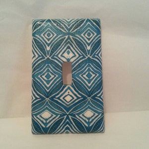 Geometric Switch Plate Cover in Torquoise Blue