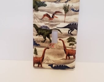 Cubierta de interruptor de luz de tela con forma de dinosaurio, decoración jurásica para habitación infantil