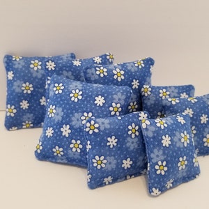Blue Doll Pillow with Mini Daisies in assorted sizes