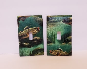 Fishing Decor, Light Switch Cover for Father's Day, Trophy Room Toggle cover, Assorted Fish Switch Plate Covers