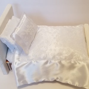 White Satin Doll Bedding,Fashion Doll Quilt, Doll Bedding, Handmade 16 Scale Doll Comforter, Doll House Accessory, Doll Blanket