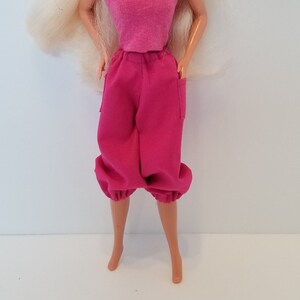 Pink Baggy Pants for Fashion Dolls, Modern Clothing for 1:6 Scale Doll for Curvy and Regular Fashion Doll
