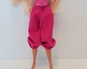 Pink Baggy Pants for Fashion Dolls, Modern Clothing for 1:6 Scale Doll for Curvy and Regular Fashion Doll