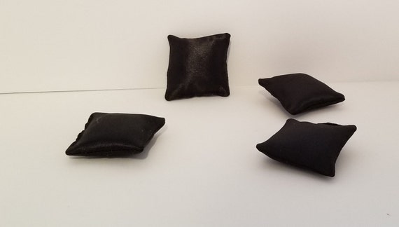 Handmade Black Satin Doll House Pillow Ready to Ship Black Satin