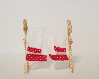 4 piece Towel Set for Hanging in your Doll house, Doll Box or Diorama