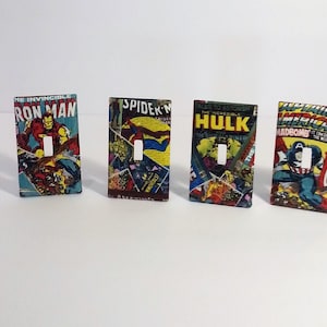 Super Hero Switch Plate Cover, Comic Book inspired Switchplate Cover,  Decorative Fabric Switch Plate
