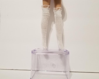 Weiße Puppensocken mit Spitzenborte
