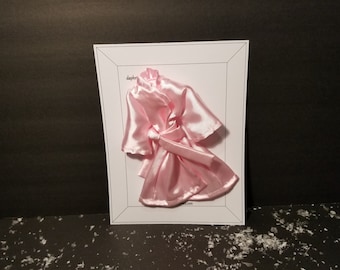 Pink Doll Robe, Baby Pink Satin House Coat for 12 inch Fashion Doll, Christmas Sleepwear