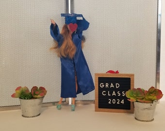 Graduation Cap and Gown for Fashion Dolls and Action Figures