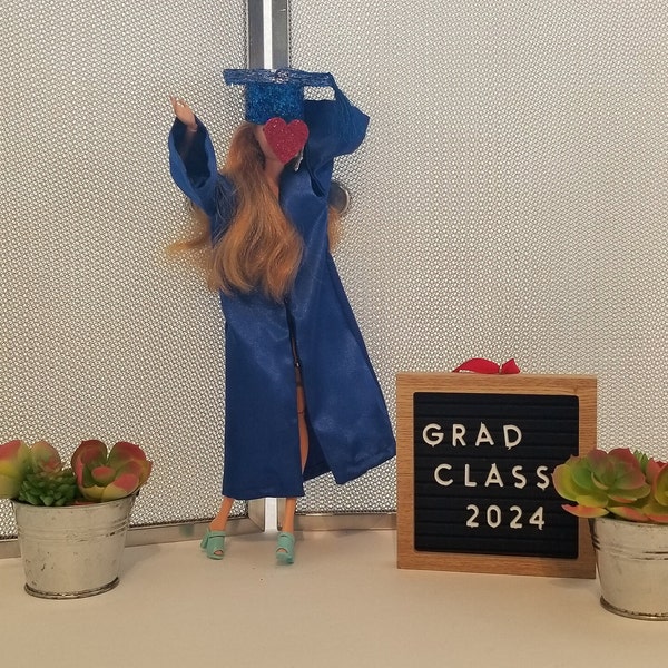 Graduation Cap and Gown for Fashion Dolls and Action Figures