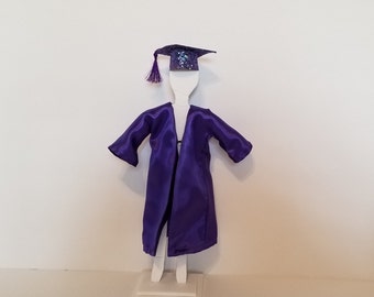 Graduation Gown for Doll, Miniature Graduation Gown and Cap