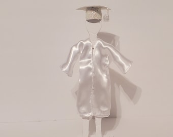 White Graduation Cap and Gown for Fashion Dolls and Action Figures