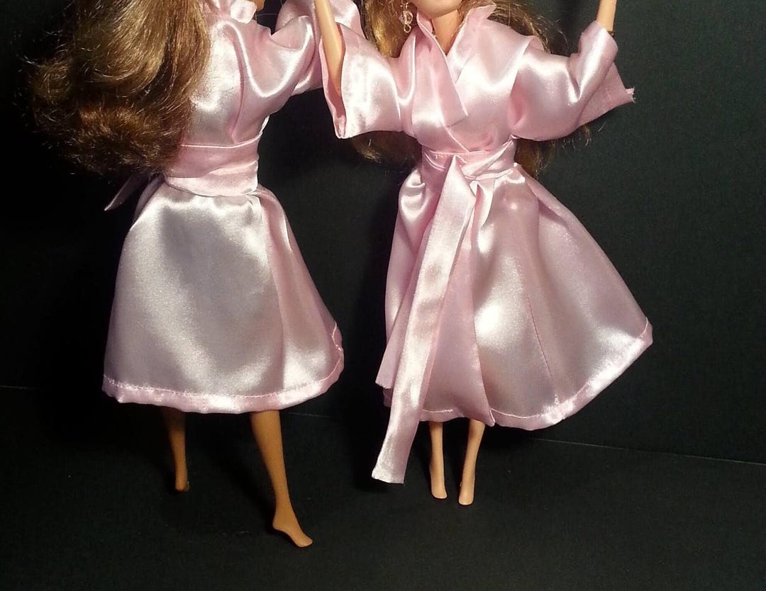 Pink Doll Robe, Baby Pink Satin House Coat for 12 Inch Fashion Doll ...