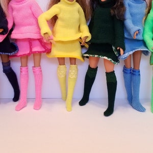 KNIT SWEATER and SKIRT Set in Assorted Colors, Made to Order Doll Clothes for 12 inch Fashion Doll